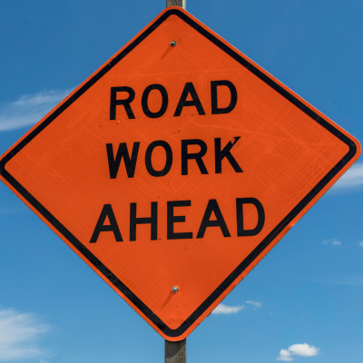 Road Work Ahead sign